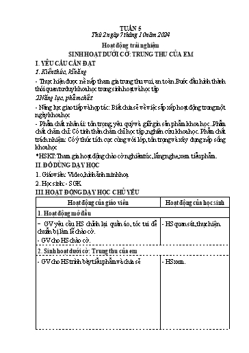 Kế hoạch bài dạy Lớp 4 - Tuần 5 (Thứ 2, 3) - Năm học 2024-2025 - Hà Thị Mỹ Hướng