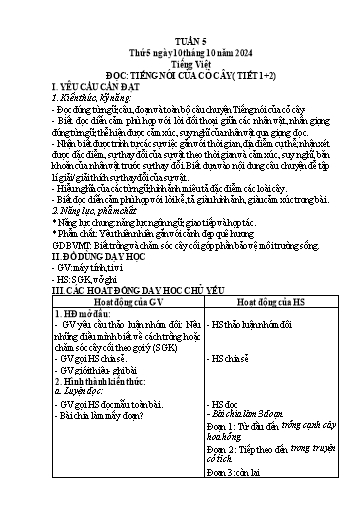 Kế hoạch bài dạy Lớp 4 - Tuần 5 (Thứ 5, 6) - Năm học 2024-2025 - Cao Thị Thủy