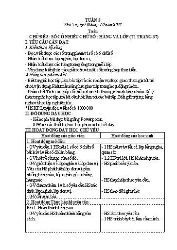 Kế hoạch bài dạy Lớp 4 - Tuần 5 (Thứ 5, 6) - Năm học 2024-2025 - Hà Thị Mỹ Hướng
