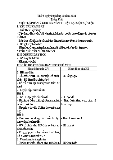Kế hoạch bài dạy Lớp 4 - Tuần 5 (Thứ 5, 6) - Năm học 2024-2025 - Trần Thị Hồng Hạnh