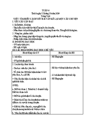 Kế hoạch bài dạy Lớp 4 - Tuần 6 (Thứ 5, 6) - Năm học 2024-2025 - Hà Thị Lê Na