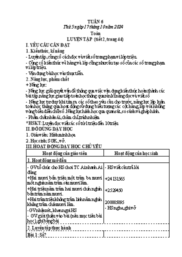 Kế hoạch bài dạy Lớp 4 - Tuần 6 (Thứ 5, 6) - Năm học 2024-2025 - Hà Thị Mỹ Hướng