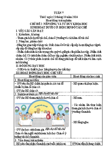 Kế hoạch bài dạy Lớp 4 - Tuần 7 (Thứ 2, 3, 4) - Năm học 2024-2025 - Cao Thị Thủy