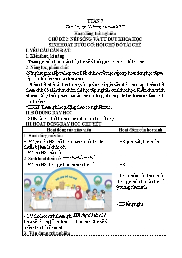 Kế hoạch bài dạy Lớp 4 - Tuần 7 (Thứ 2, 3) - Năm học 2024-2025 - Hà Thị Mỹ Hướng