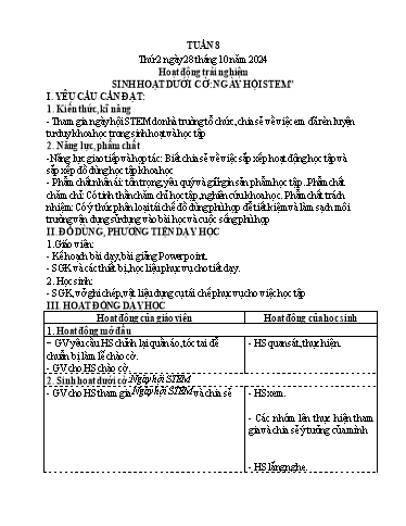 Kế hoạch bài dạy Lớp 4 - Tuần 8 (Thứ 2, 3, 4) - Năm học 2024-2025 - Cao Thị Thủy