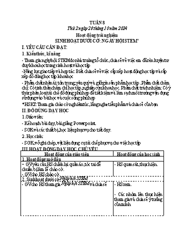 Kế hoạch bài dạy Lớp 4 - Tuần 8 (Thứ 2, 3) - Năm học 2024-2025 - Hà Thị Mỹ Hướng