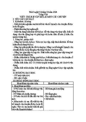 Kế hoạch bài dạy Lớp 4 - Tuần 8 (Thứ 5, 6) - Năm học 2024-2025 - Trần Thị Hồng Hạnh