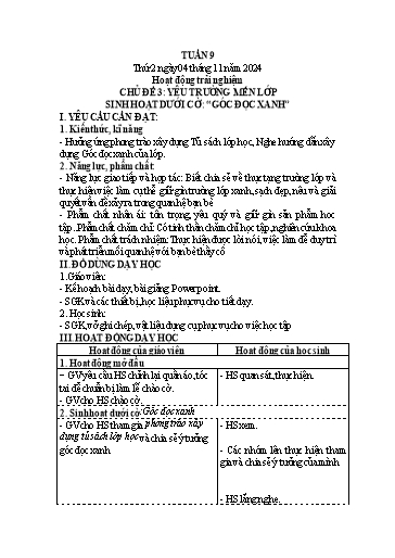 Kế hoạch bài dạy Lớp 4 - Tuần 9 (Thứ 2, 3, 4) - Năm học 2024-2025 - Trần Thị Hồng Hạnh