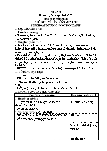 Kế hoạch bài dạy Lớp 4 - Tuần 9 (Thứ 2, 3) - Năm học 2024-2025 - Hà Thị Mỹ Hướng